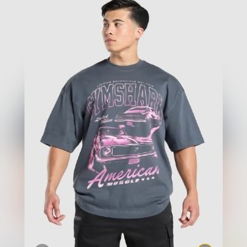 ❌️SOLD❌️Gymshatk American Muscle Extreme Oversized T-Shirt Titanium Blue